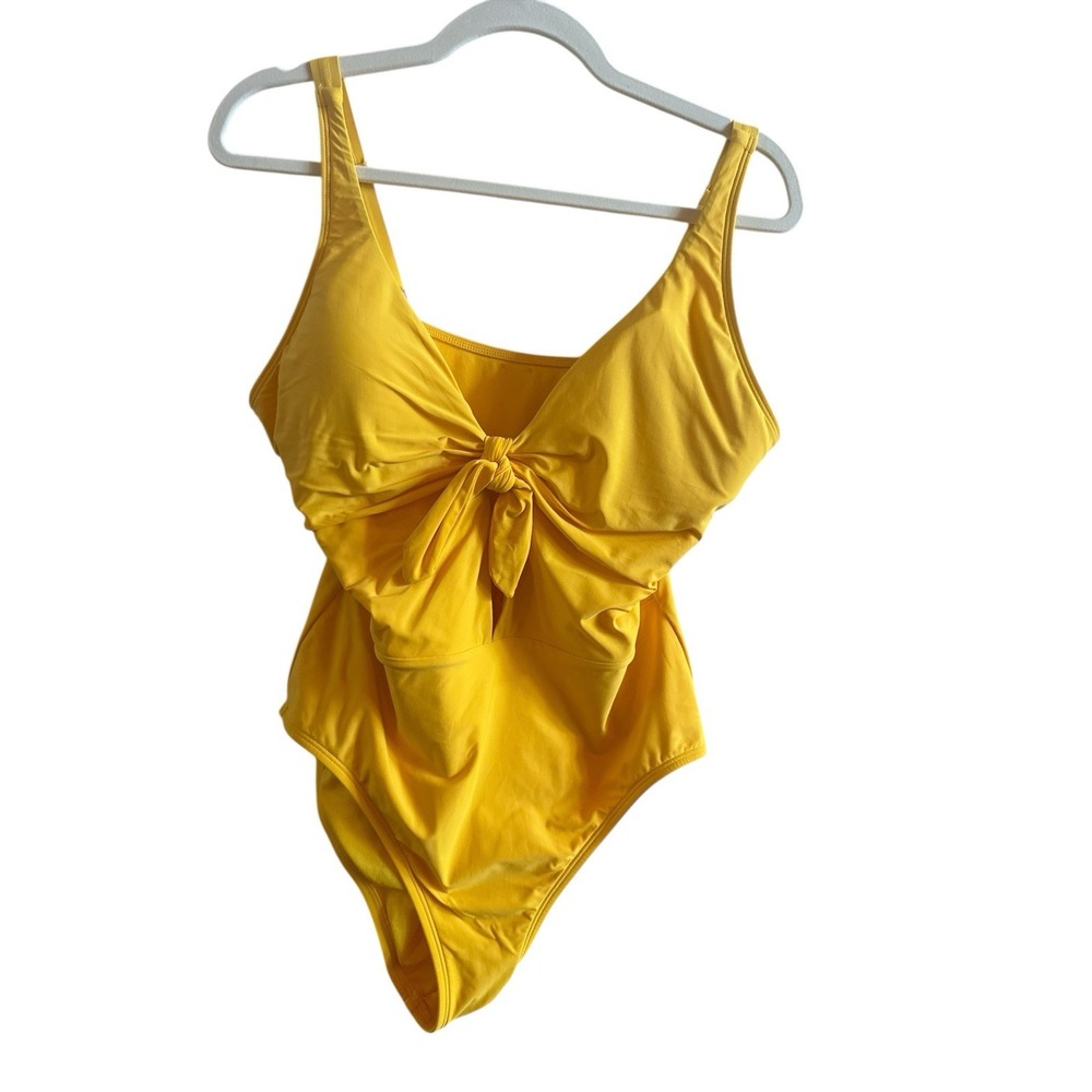 Antonio Melani Yellow One Piece Front Tie Woman's Sz Large Swimsuit‎ Cruise